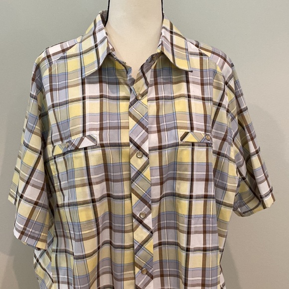Mens plaid snap button western workwear button down shirt - Picture 2 of 6